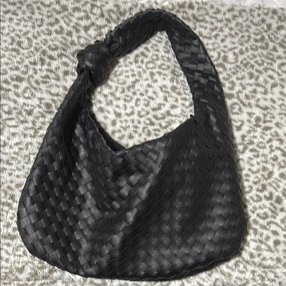 Black Woven Hobo Bag